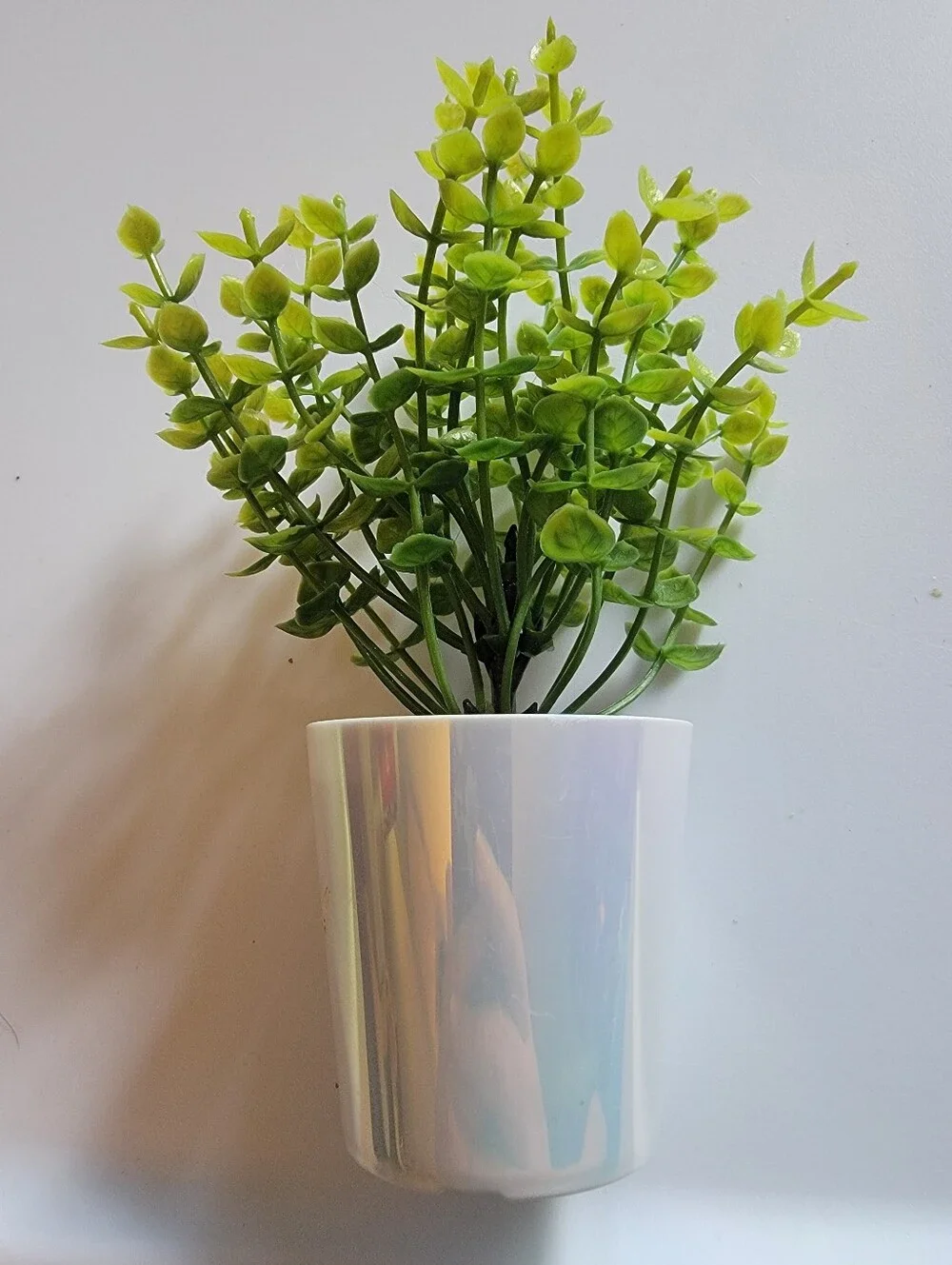 Faux Greenery Pick in Iridescent White Pot — Set of 2